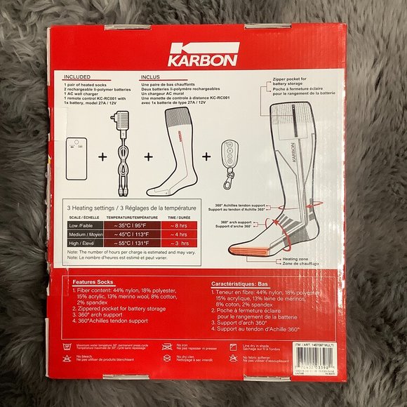 Karbon Underwear & Socks Karbon Unisex Heated Socks Black Grey And